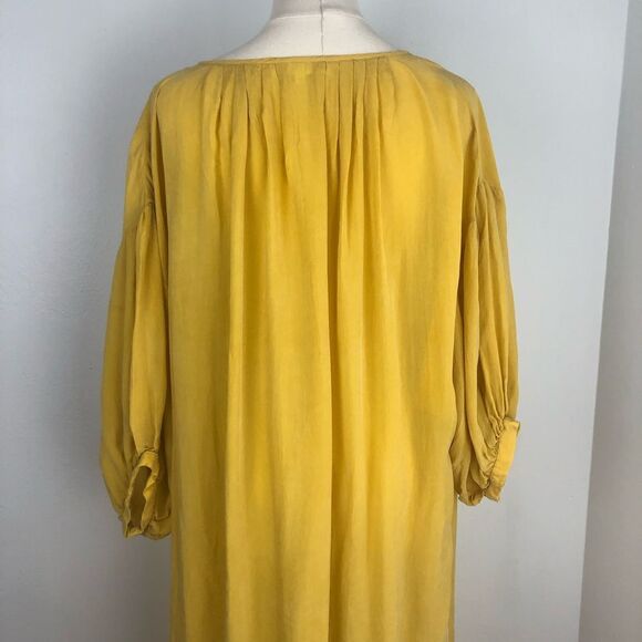 Corey Lynn‎ Calter Sun Yellow Cupro Midi Dress Minimalist Shapeless Topper - Picture 11 of 13